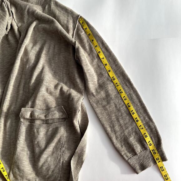 Free People Beach Cotton Linen Blend Duster Cardigan XS Belted Tan - Picture 16 of 16